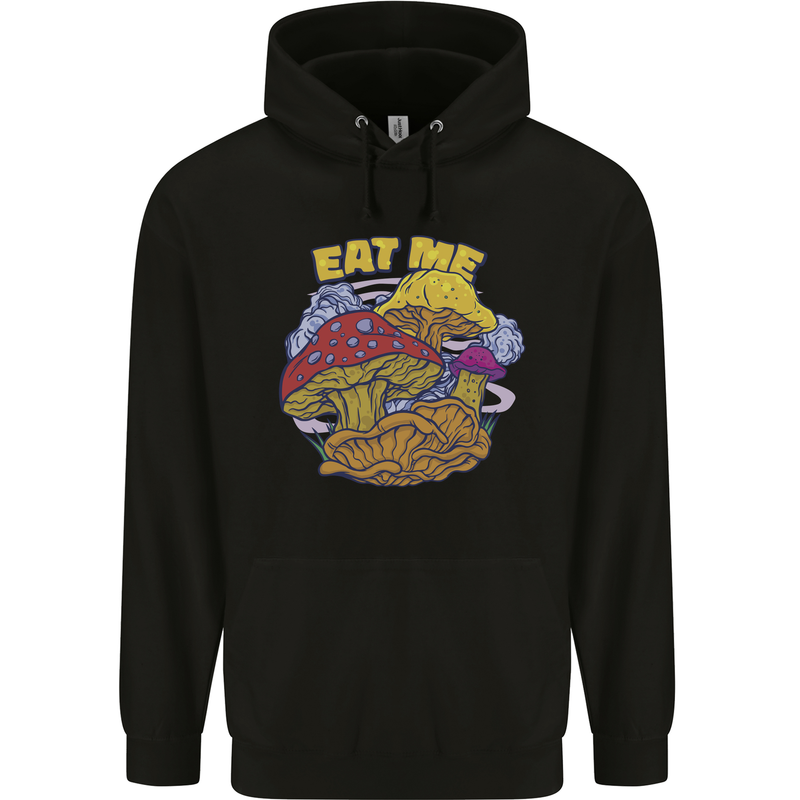 Eat Me Mushroom Fungi Mycology Mens 80% Cotton Hoodie Black