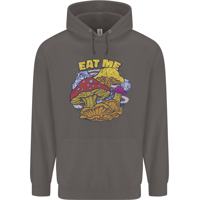 Eat Me Mushroom Fungi Mycology Mens 80% Cotton Hoodie Charcoal