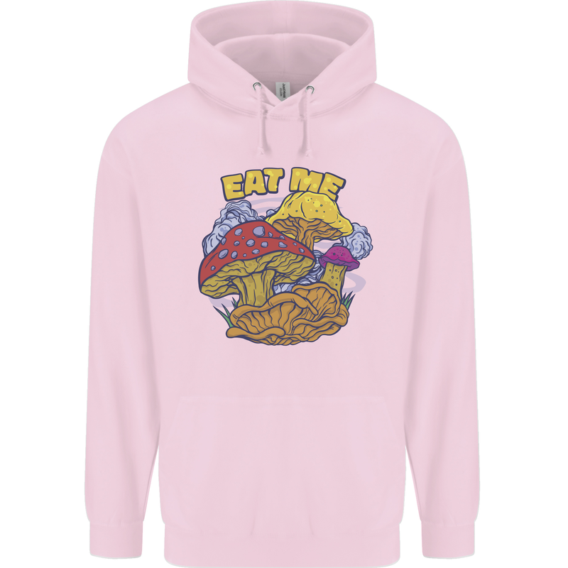 Eat Me Mushroom Fungi Mycology Mens 80% Cotton Hoodie Light Pink
