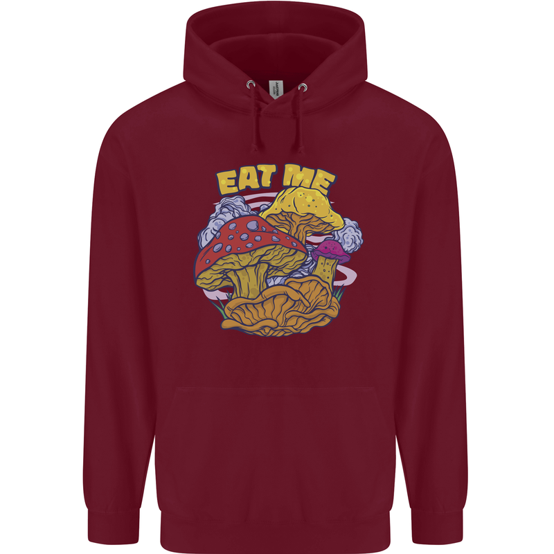 Eat Me Mushroom Fungi Mycology Mens 80% Cotton Hoodie Maroon