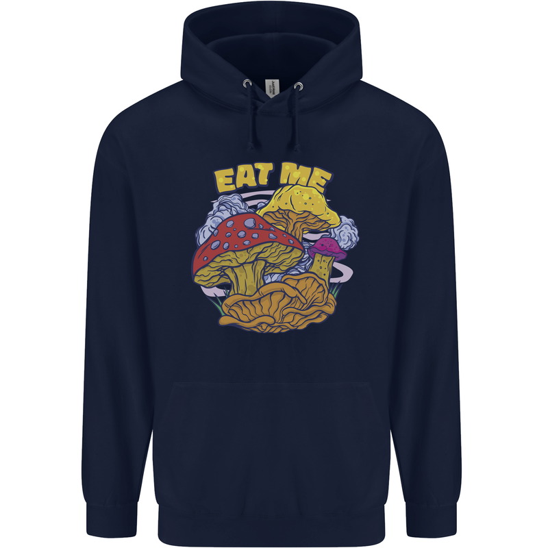 Eat Me Mushroom Fungi Mycology Mens 80% Cotton Hoodie Navy Blue