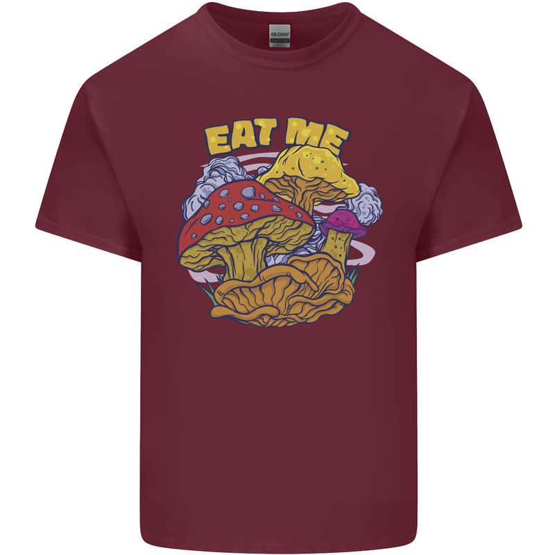 Eat Me Mushroom Fungi Mycology Mens Cotton T-Shirt Tee Top Maroon