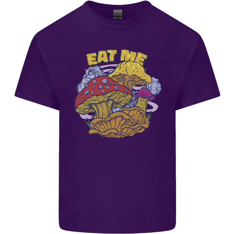 Eat Me Mushroom Fungi Mycology Mens Cotton T-Shirt Tee Top Purple