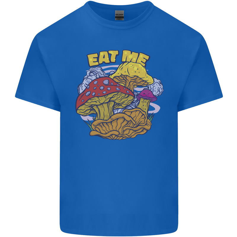 Eat Me Mushroom Fungi Mycology Mens Cotton T-Shirt Tee Top Royal Blue