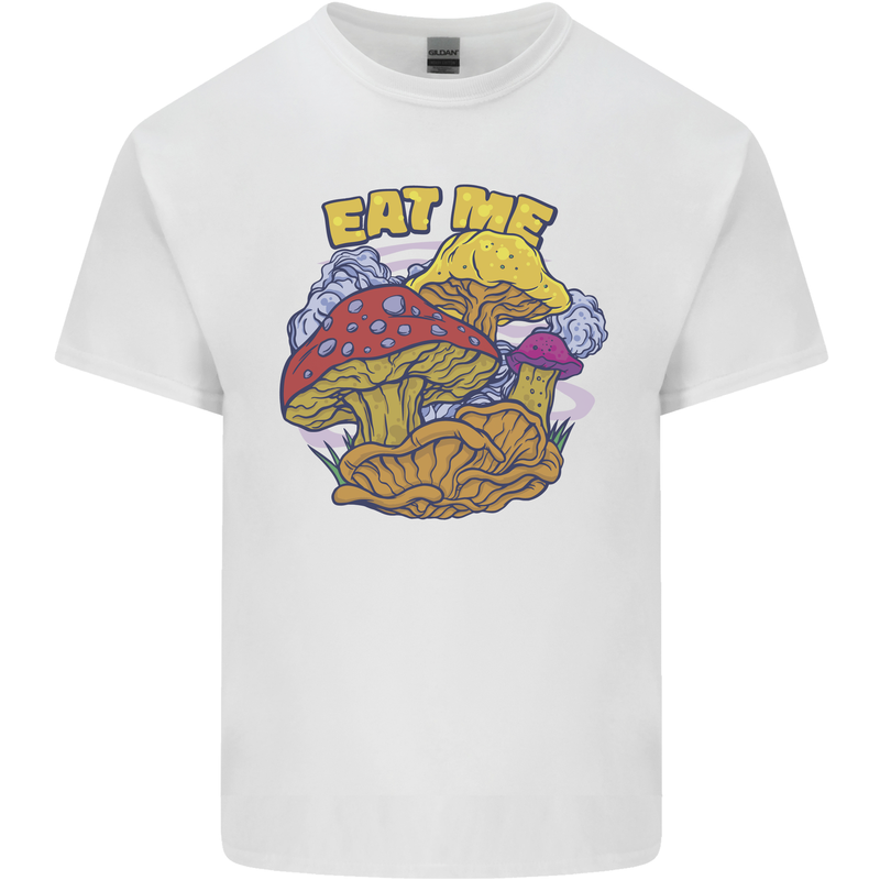 Eat Me Mushroom Fungi Mycology Mens Cotton T-Shirt Tee Top White