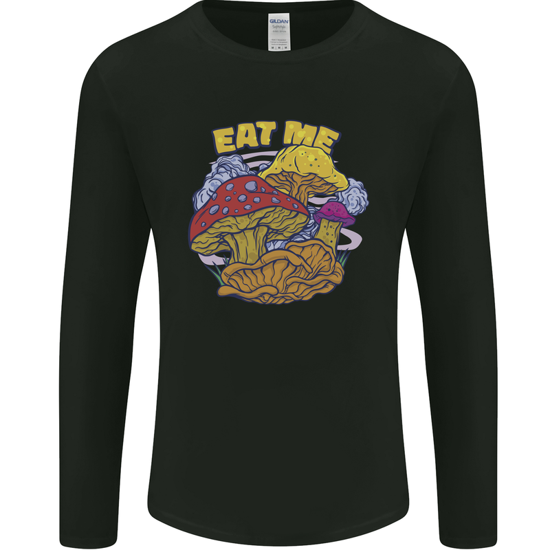 Eat Me Mushroom Fungi Mycology Mens Long Sleeve T-Shirt Black