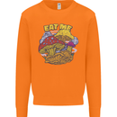 Eat Me Mushroom Fungi Mycology Mens Sweatshirt Jumper Orange