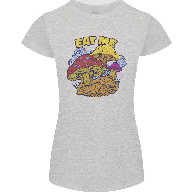 Eat Me Mushroom Fungi Mycology Womens Petite Cut T-Shirt Sports Grey
