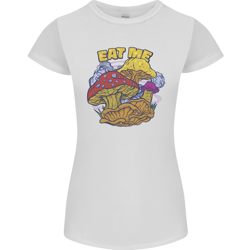 Eat Me Mushroom Fungi Mycology Womens Petite Cut T-Shirt White