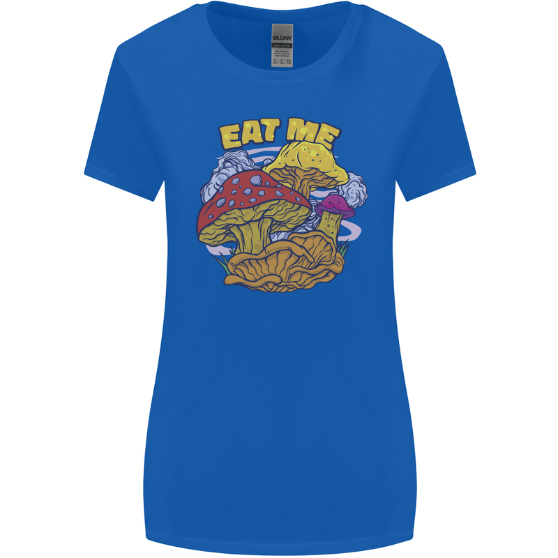 Eat Me Mushroom Fungi Mycology Womens Wider Cut T-Shirt Royal Blue