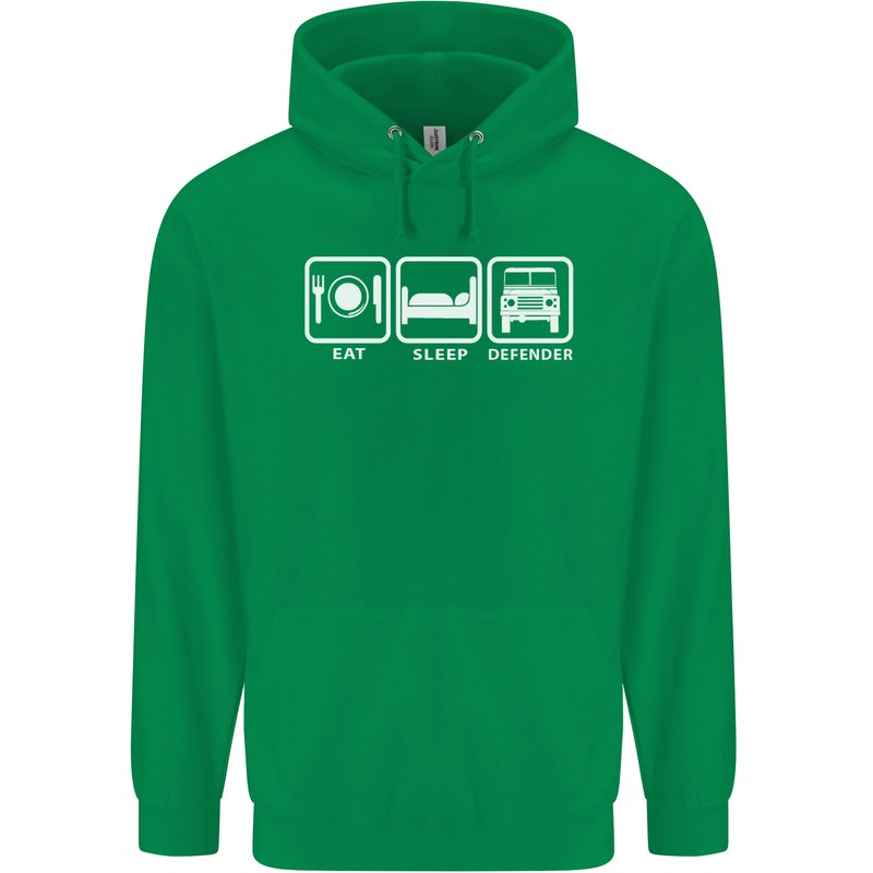 Eat Sleep 4X4 Off Road Roading Car Childrens Kids Hoodie Irish Green