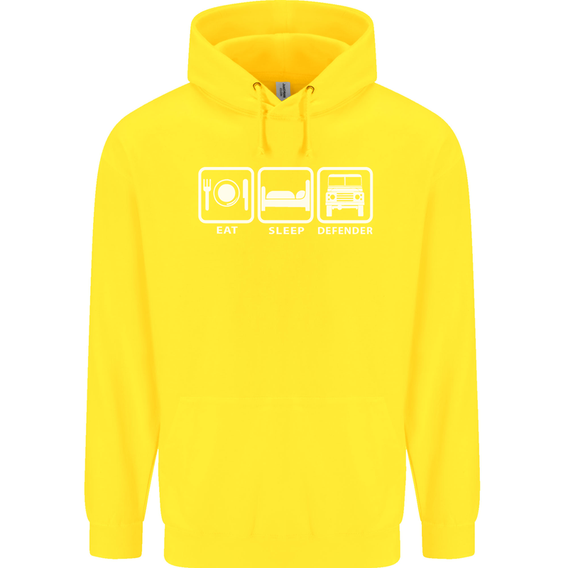 Eat Sleep 4X4 Off Road Roading Car Childrens Kids Hoodie Yellow