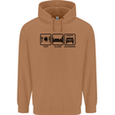 Eat Sleep 4X4 Off Road Roading Car Mens 80% Cotton Hoodie Caramel Latte