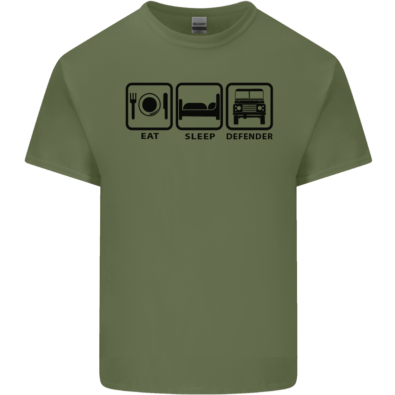 Eat Sleep 4X4 Off Road Roading Car Mens Cotton T-Shirt Tee Top Military Green
