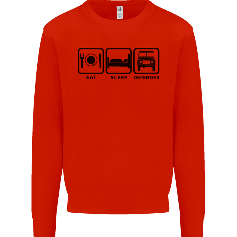 Eat Sleep 4X4 Off Road Roading Car Mens Sweatshirt Jumper Bright Red