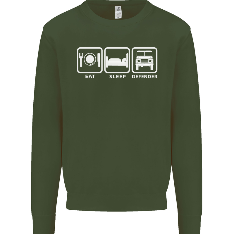 Eat Sleep 4X4 Off Road Roading Car Mens Sweatshirt Jumper Forest Green