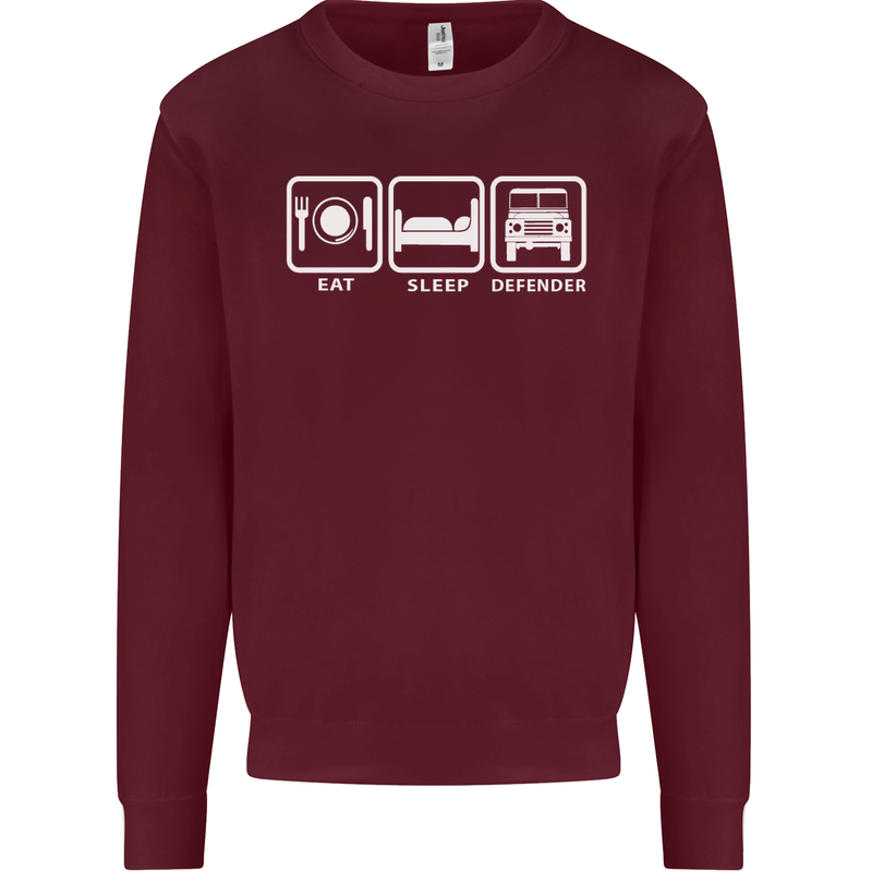 Eat Sleep 4X4 Off Road Roading Car Mens Sweatshirt Jumper Maroon