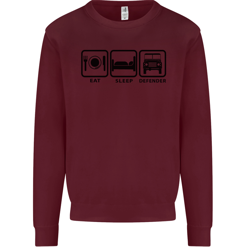 Eat Sleep 4X4 Off Road Roading Car Mens Sweatshirt Jumper Maroon