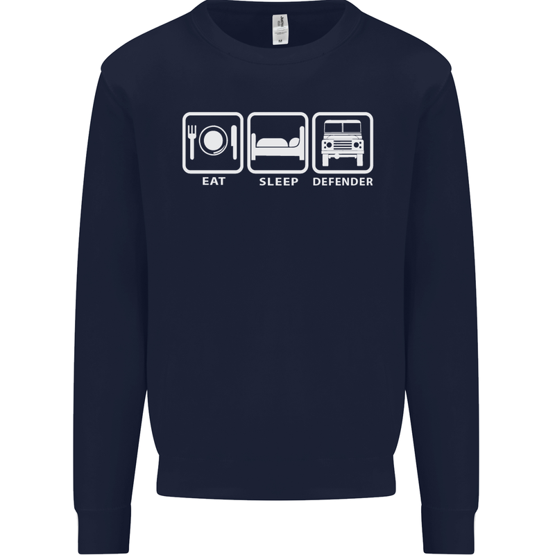 Eat Sleep 4X4 Off Road Roading Car Mens Sweatshirt Jumper Navy Blue