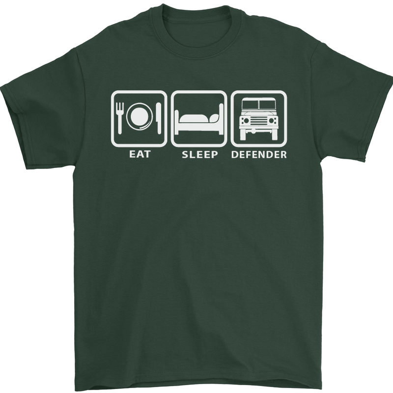 Eat Sleep 4X4 Off Road Roading Car Mens T-Shirt Cotton Gildan Forest Green