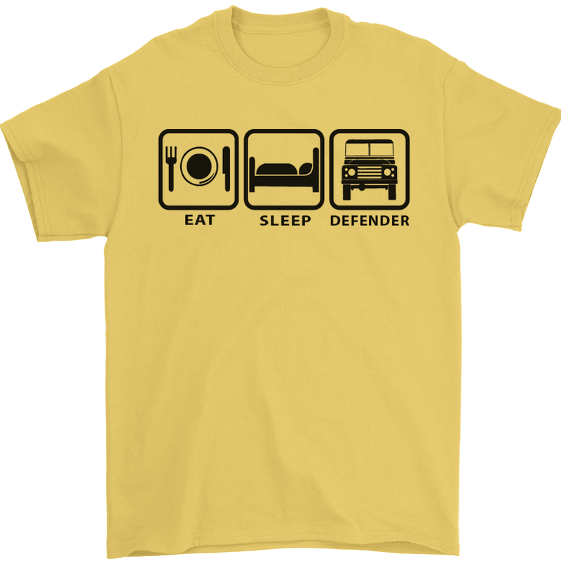Eat Sleep 4X4 Off Road Roading Car Mens T-Shirt Cotton Gildan Yellow