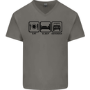 Eat Sleep 4X4 Off Road Roading Car Mens V-Neck Cotton T-Shirt Charcoal