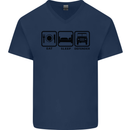 Eat Sleep 4X4 Off Road Roading Car Mens V-Neck Cotton T-Shirt Navy Blue