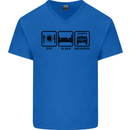 Eat Sleep 4X4 Off Road Roading Car Mens V-Neck Cotton T-Shirt Royal Blue