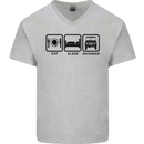 Eat Sleep 4X4 Off Road Roading Car Mens V-Neck Cotton T-Shirt Sports Grey