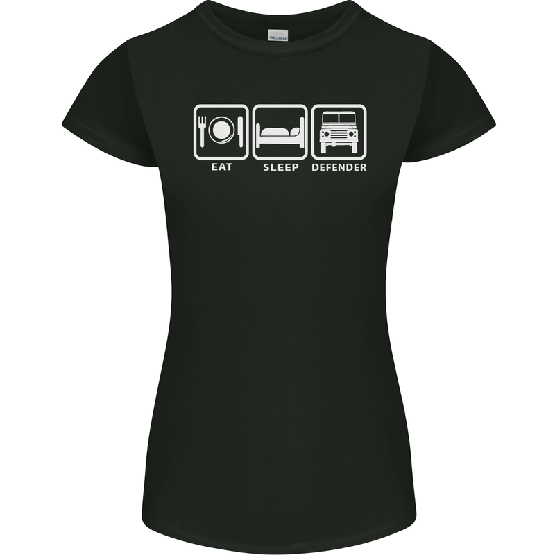 Eat Sleep 4X4 Off Road Roading Car Womens Petite Cut T-Shirt Black