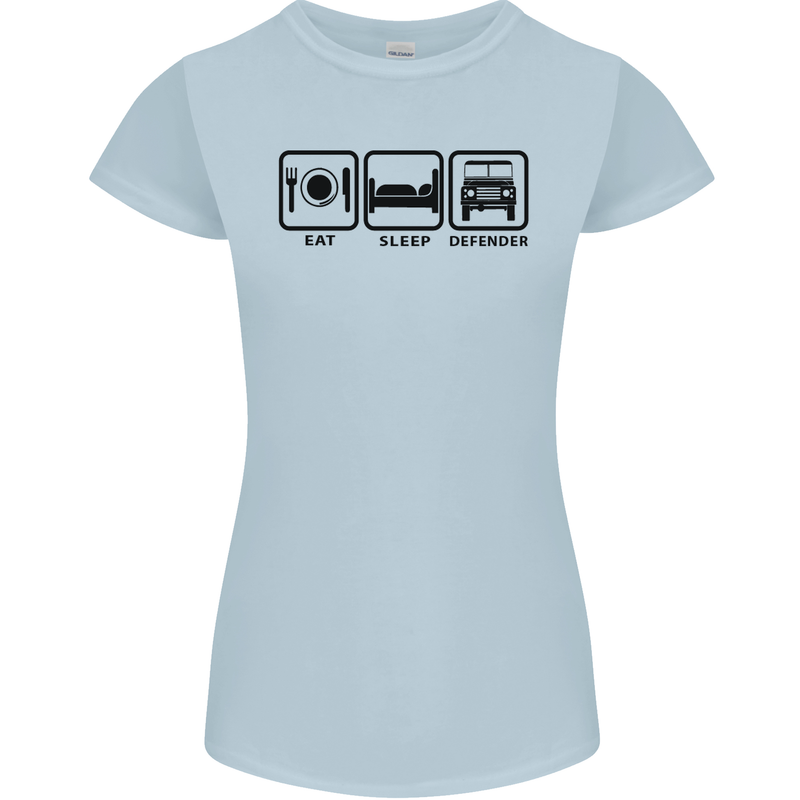 Eat Sleep 4X4 Off Road Roading Car Womens Petite Cut T-Shirt Light Blue