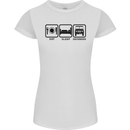 Eat Sleep 4X4 Off Road Roading Car Womens Petite Cut T-Shirt White
