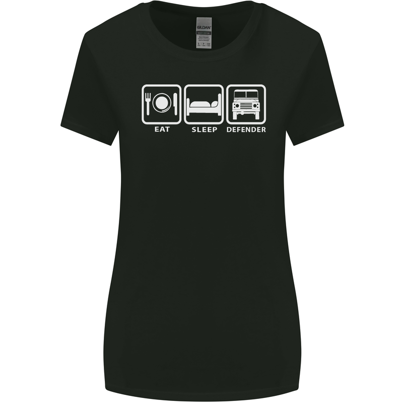 Eat Sleep 4X4 Off Road Roading Car Womens Wider Cut T-Shirt Black