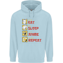Eat Sleep Anime Repeat Childrens Kids Hoodie Light Blue