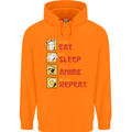 Eat Sleep Anime Repeat Childrens Kids Hoodie Orange