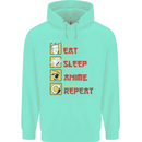 Eat Sleep Anime Repeat Childrens Kids Hoodie Peppermint
