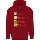Eat Sleep Anime Repeat Childrens Kids Hoodie Red