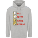 Eat Sleep Anime Repeat Childrens Kids Hoodie Sports Grey
