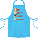 Eat Sleep Anime Repeat Cotton Apron 100% Organic Turquoise