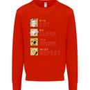 Eat Sleep Anime Repeat Kids Sweatshirt Jumper Bright Red