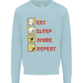 Eat Sleep Anime Repeat Kids Sweatshirt Jumper Light Blue