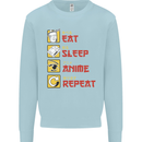 Eat Sleep Anime Repeat Kids Sweatshirt Jumper Light Blue