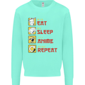 Eat Sleep Anime Repeat Kids Sweatshirt Jumper Peppermint