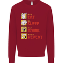 Eat Sleep Anime Repeat Kids Sweatshirt Jumper Red