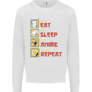 Eat Sleep Anime Repeat Kids Sweatshirt Jumper White