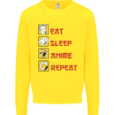 Eat Sleep Anime Repeat Kids Sweatshirt Jumper Yellow