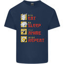 Eat Sleep Anime Repeat Kids T-Shirt Childrens Navy Blue
