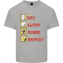 Eat Sleep Anime Repeat Kids T-Shirt Childrens Sports Grey