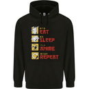 Eat Sleep Anime Repeat Mens 80% Cotton Hoodie Black