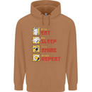 Eat Sleep Anime Repeat Mens 80% Cotton Hoodie Caramel Latte